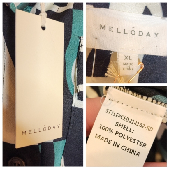 MELLODAY Geometric Black and Cream Midi Dress - Picture 5 of 15